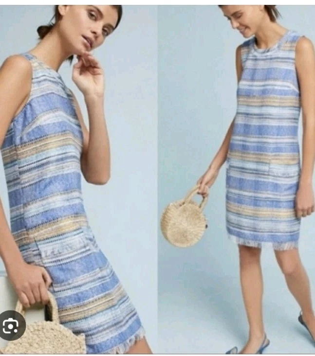 Anthropologie Akemi + Kin Dress Tweed Sleeveless Shift Sz 0 Blue Striped Classic
Opens in a new wind