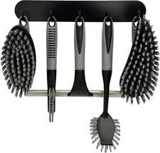 Scrub Brush Set of 6 Pcs - Cleaning Shower Scrubbers with Squeegee for Shower Gl