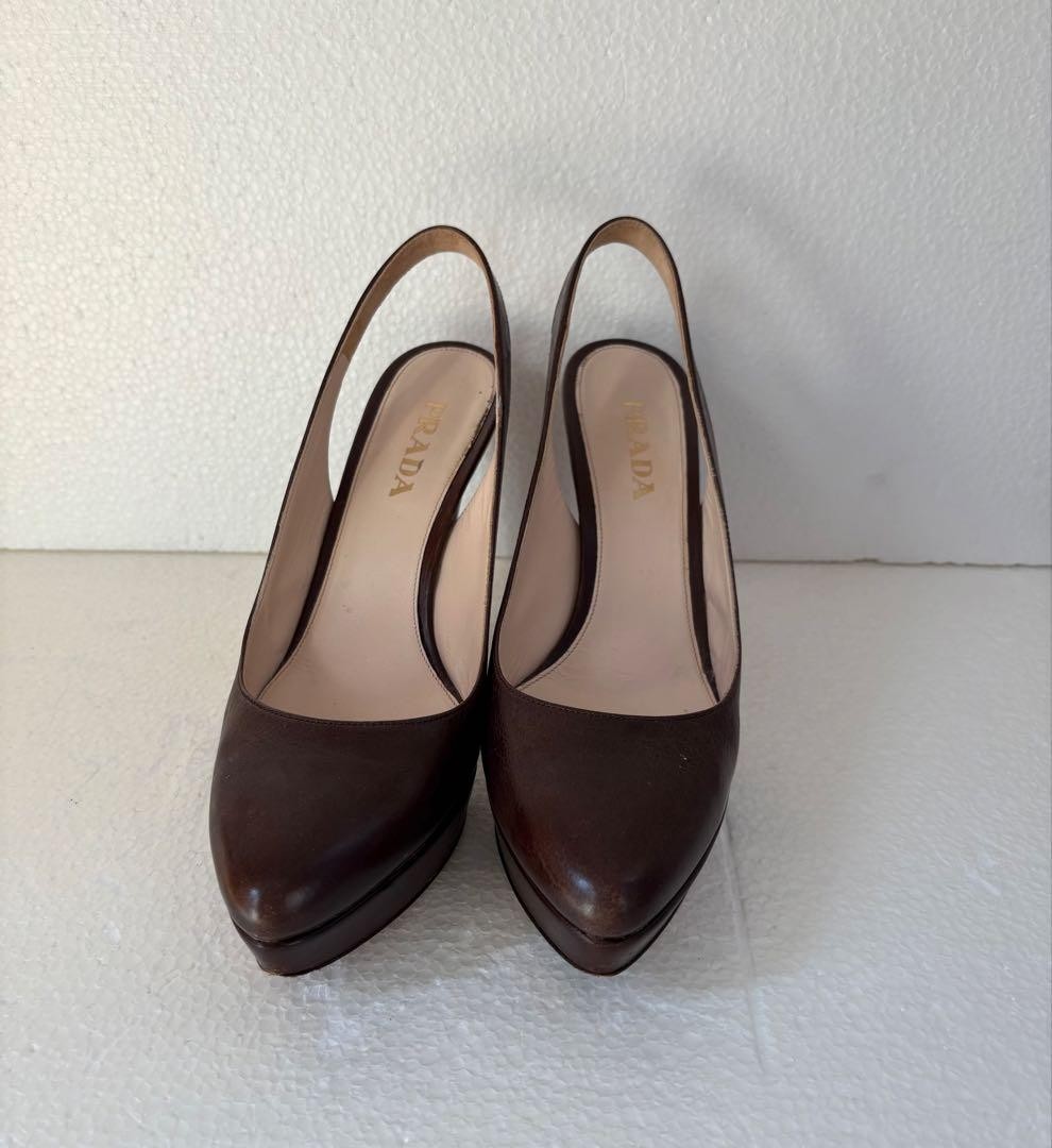 PRADA Women's Pumps Backstrap High Heels Size:36.5/JP:23.5 Leather 135147K Auth