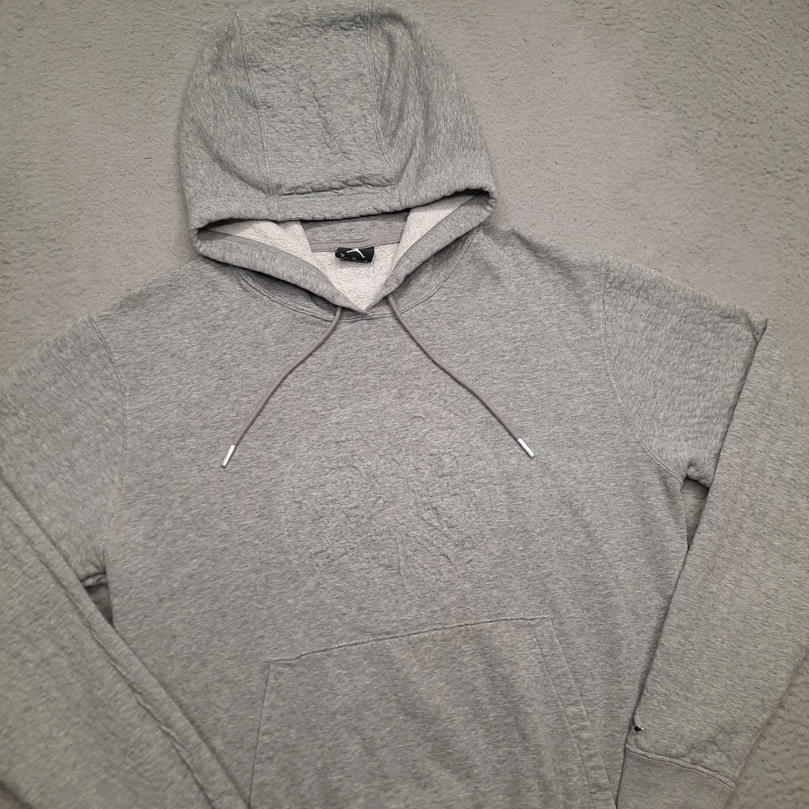 Nike Air Jordan Hoodie Men's Medium Grey Sweatshirt Pullover Fleece Embossed