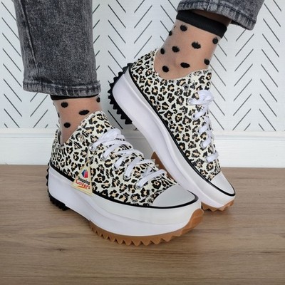  Converse Run Star Hike Platform Archive Leopard 8.5 Womens Shoes White A16286C