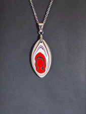 Fordite Necklace, Happy Agate Studio, USA Handmade, Recycled EB28