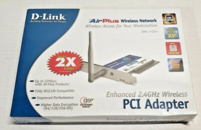NEW D-LINK AIR PLUS WIRELESS NETWORK 2.4GHz WIRELESS PCI ADAPTER WORKSTATION