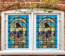 3D Rainbow Stone ZHU655 Window Film Print Sticker Cling Stained Glass UV Zoe