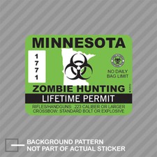 Minnesota Zombie Hunting Permit Sticker Decal Vinyl Outbreak Response Team Minnesota Zombie Hunting Permit Sticker Decal Vinyl Outbreak Response Team