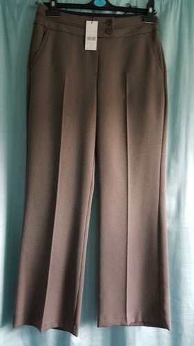 David Emanuel Ladies Trousers Bnwt 10. 29"Inside leg Pockets Brown White Pattern - Picture 2 of 5