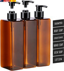 <!--F#f_0-->Shampoo Bottles, 3Pcs 16.9Oz/500Ml Refillable Cosmetic Pump Dispenser with Label<!--F/-->