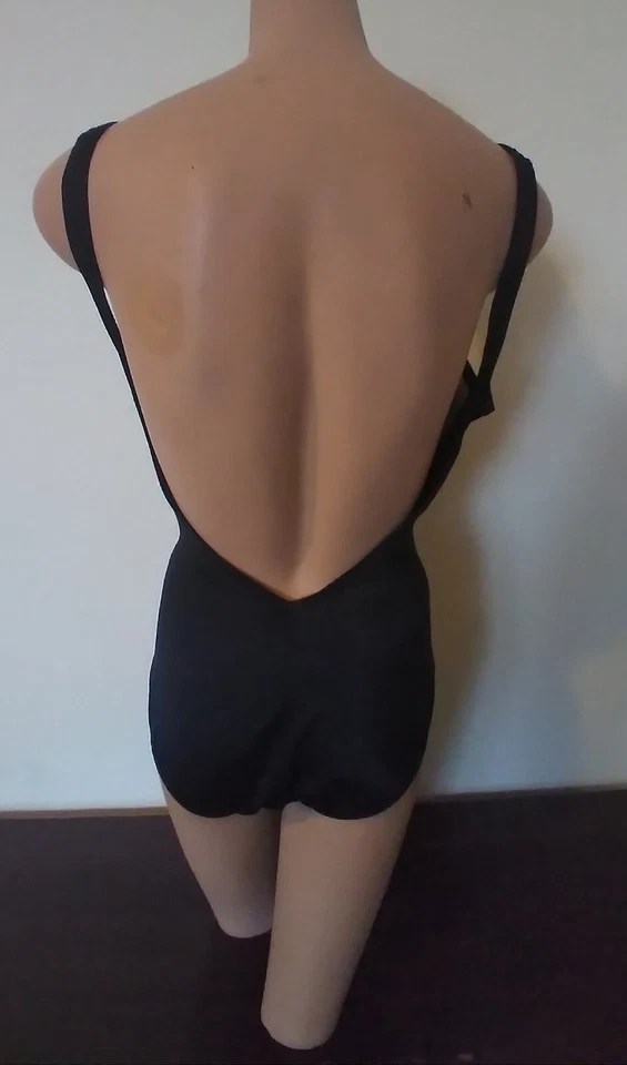 Vintage Catalina One Piece Swimsuit Colorblock Black Ivory Size 12 USA Made EUC - Image 3 of 4