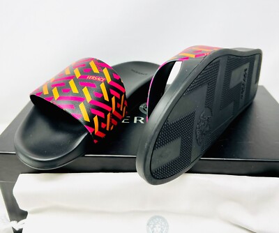 VERSACE Pool Slides Gomma St. La Greca Size 9 Tangerine  display picture 2