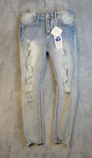 Thrills Womens  Cotton Blend Button Fly Raw Hem Straight Leg Denim Jeans 9
