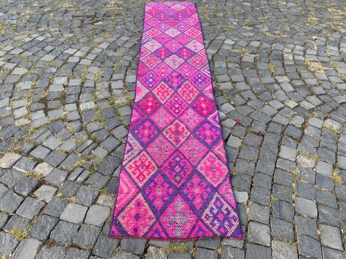 Turkish runner rug,Hanmade rug,Runner rug,Vintage rug,Wool rug 2,1 x 10,4 ft - Picture 5 of 10
