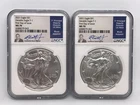 x2 2021 Silver Eagle Business Strike Type 1 NGC MS70 FDOI Jepson Signature Label