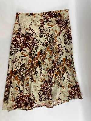 Christopher & Banks Skirt Women's Size 8P Petite Brown Tan A-Line Midi botanical