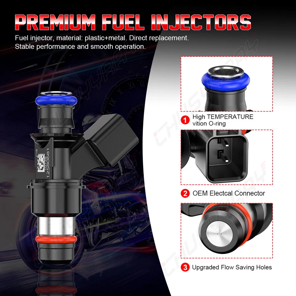 8x Inyector de combustible genuino 12580681 para 07-09 Chevrolet Suburban 1500 5,3 L 6,0 L V8 Foto 4 de 4