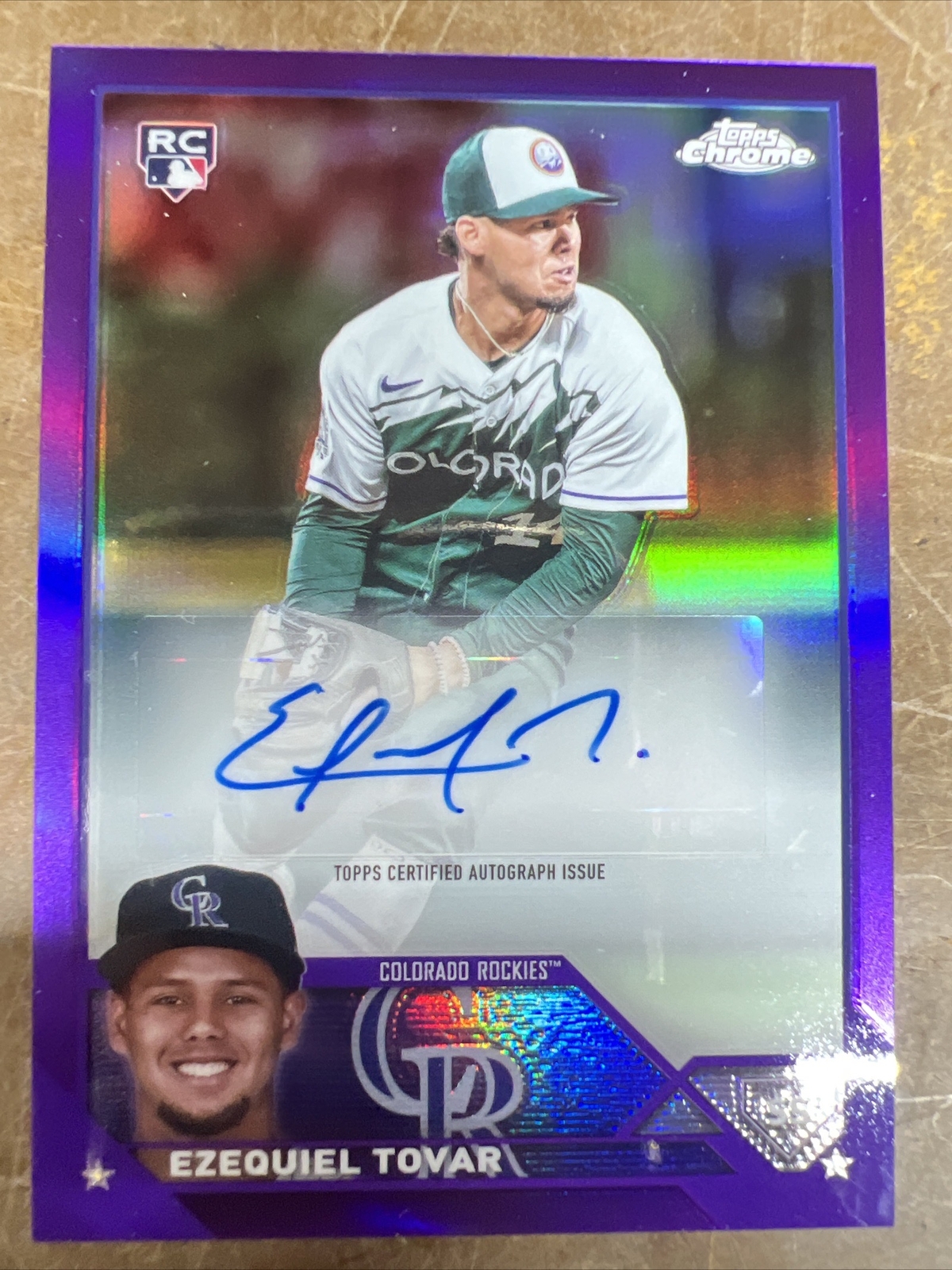 Ezequiel Tovar 2023 Topps Chrome Update Rookie Auto PURPLE #/250 SP ROCKIES RC