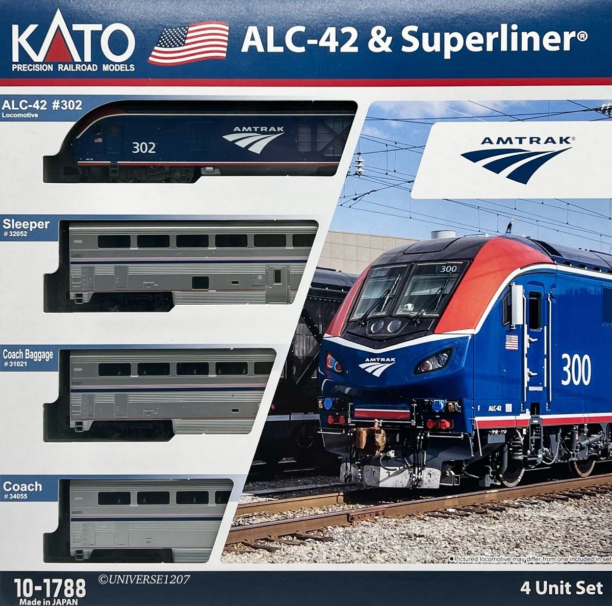 N Scale Kato 10-1788 ALC-42 Charger & Superliner Amtrak Phase VI 4