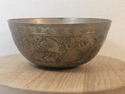 ANTIQUE CHINESE BRASS ENGRAVED BOWL WITH MAKERS MARK