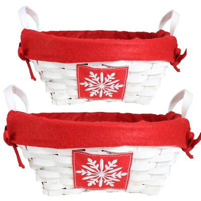 Weihnachtskörbe 2er Set rot-weiß mit Griffen
