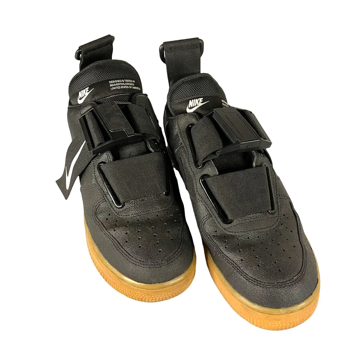 Nike Sneakers Black Gum Strap Air Force 1 Utility Men Size 7.5 A01531-002 | eBay