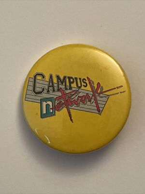CAMPUS NETWORK Pin - CYBERPUNK DESIGN VINTAGE 1990s Pin Button