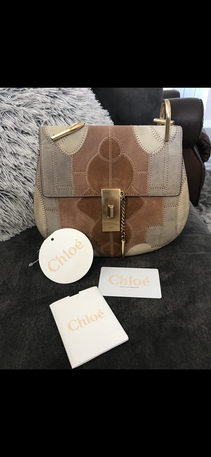 Chloe Small Drew Patchwork Suede Shoulderbag - image 2