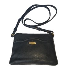 Tahari Women's Black Leather Crossbody Shoulder Bag Purse 7.5" X 5.5" X 1.5" New