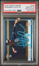 Fernando Tatis Jr Signed 2019 Topps Chrome Base Rookie Auto Card #203 RC PSA 10