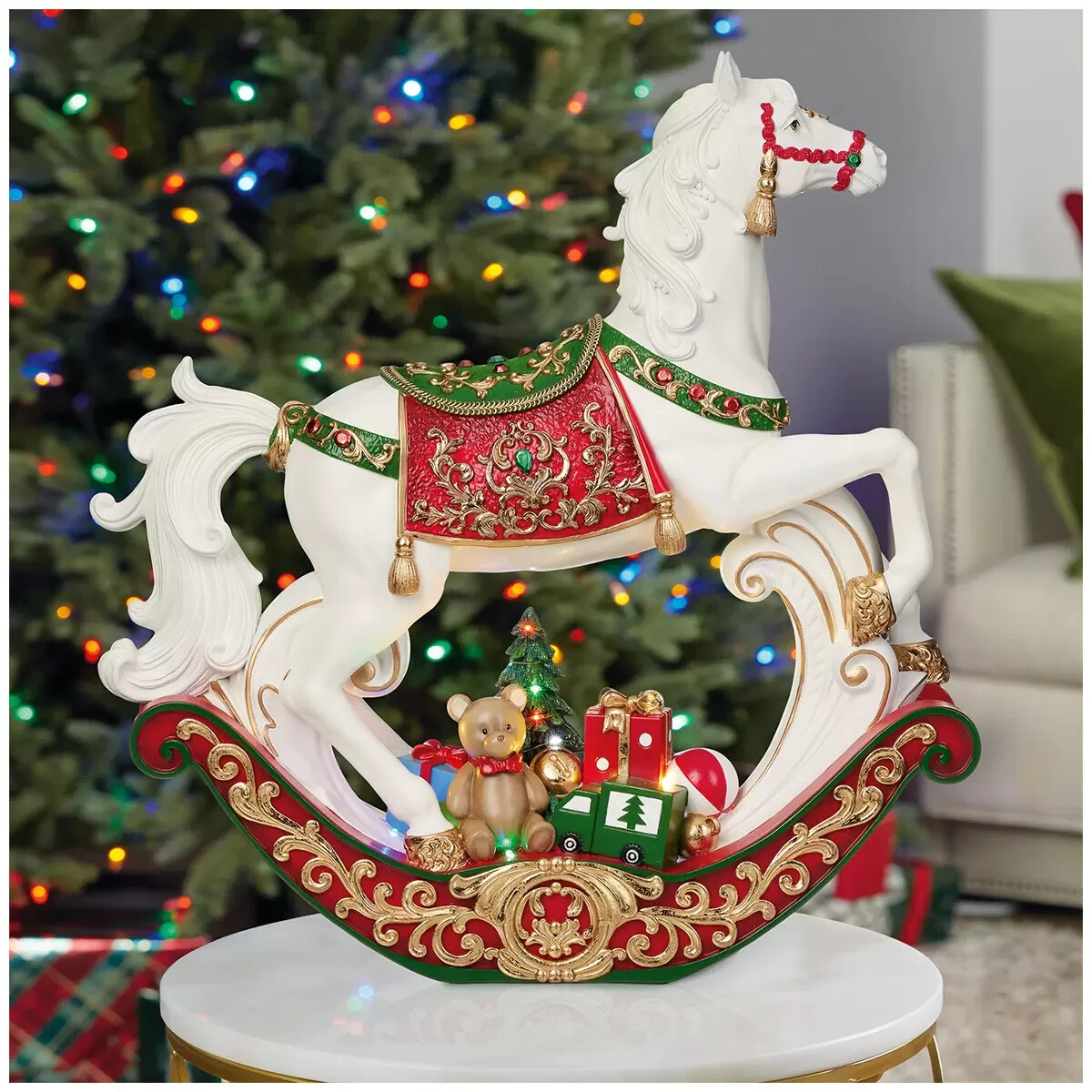 NEW Christmas Rocking Horse Music LED Lights 46cm Beautiful