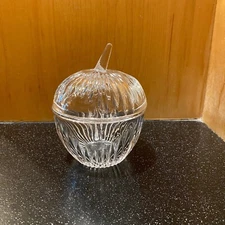 Crystal Jam Jelly Dish Honey Relish Dish Lid Apple Shaped Western Germany 2 Pcs