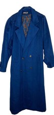 Vintage Jofeld Women Size Wool Blend Double Breasted Maxi Long Coat V Neck Blue