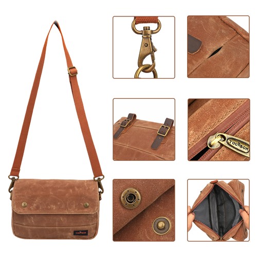 Tourbon Waxed Canvas Bike Handlebar/Saddle Case Bicycle Frame Pouch Key Bag BR - Picture 4 of 23