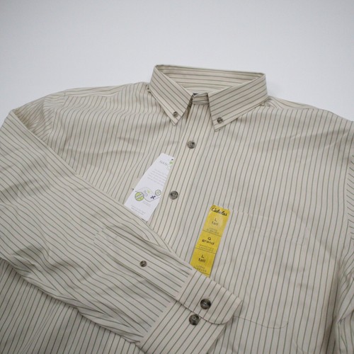 NEW Cabela's Oxford Long Sleeve PTTN L Tall Rivermoss Stripe Button Down Shirt