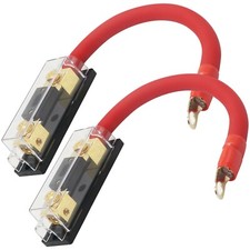 2x 200 AMP ANL Gold Terminal Fuse Holder BATTERY INSTALL KIT 0 GAUGE 1FT OFC RED