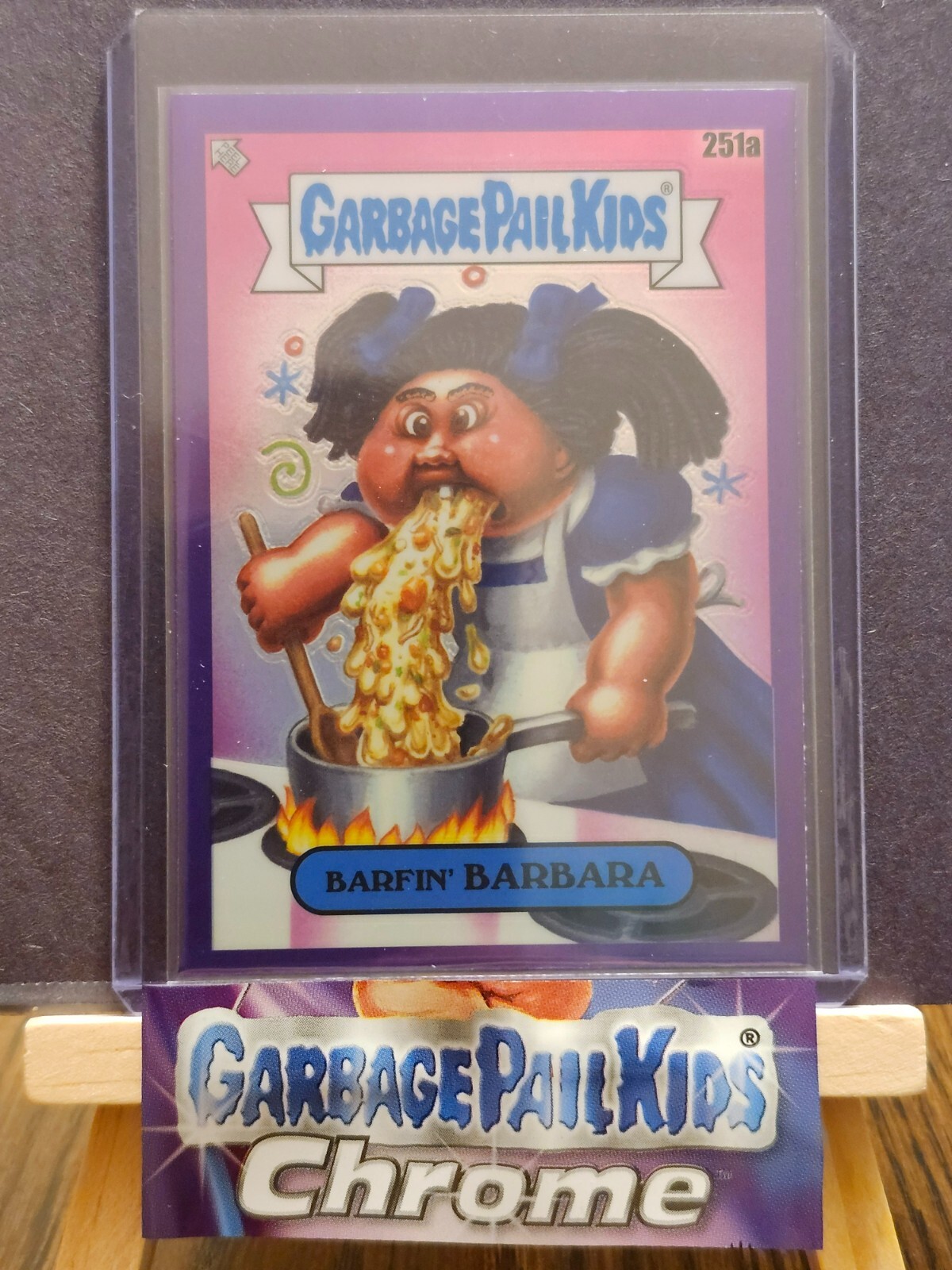 Garbage Pail Kids Chrome 7 Barfin Barbara 251a Purple Refractor Rare Trading Card