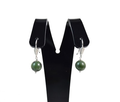 Ohrringe Ohrhänger aus Jade Nephrit, 925 Silber und Zirkonia. Made in Italy