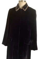 Black Velvet Coat Size 14 Silk Mix Velvet Detail Collar Fenn Wright Manson