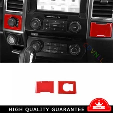 For Ford F150 F-150 2015-20 Bright Red 4WD System + Power Socket Cover Trim 2Pcs