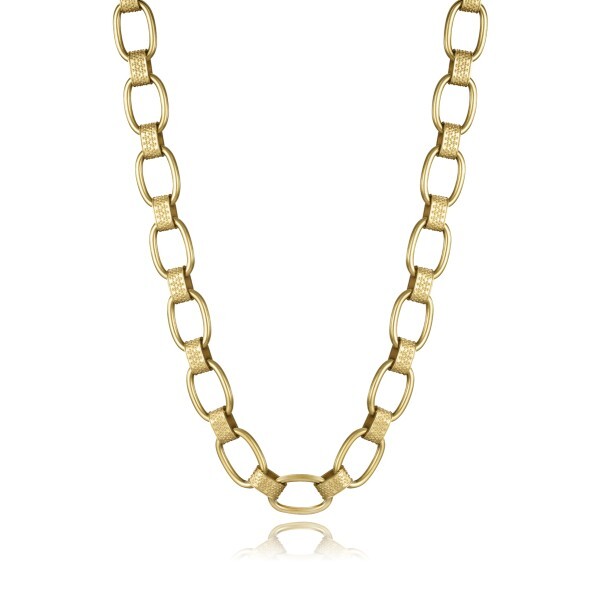 COLLAR DE ACERO COLECCIÓN DE LAURA ESCANES, CON ESLABONES GRANDES EN IP DORADO