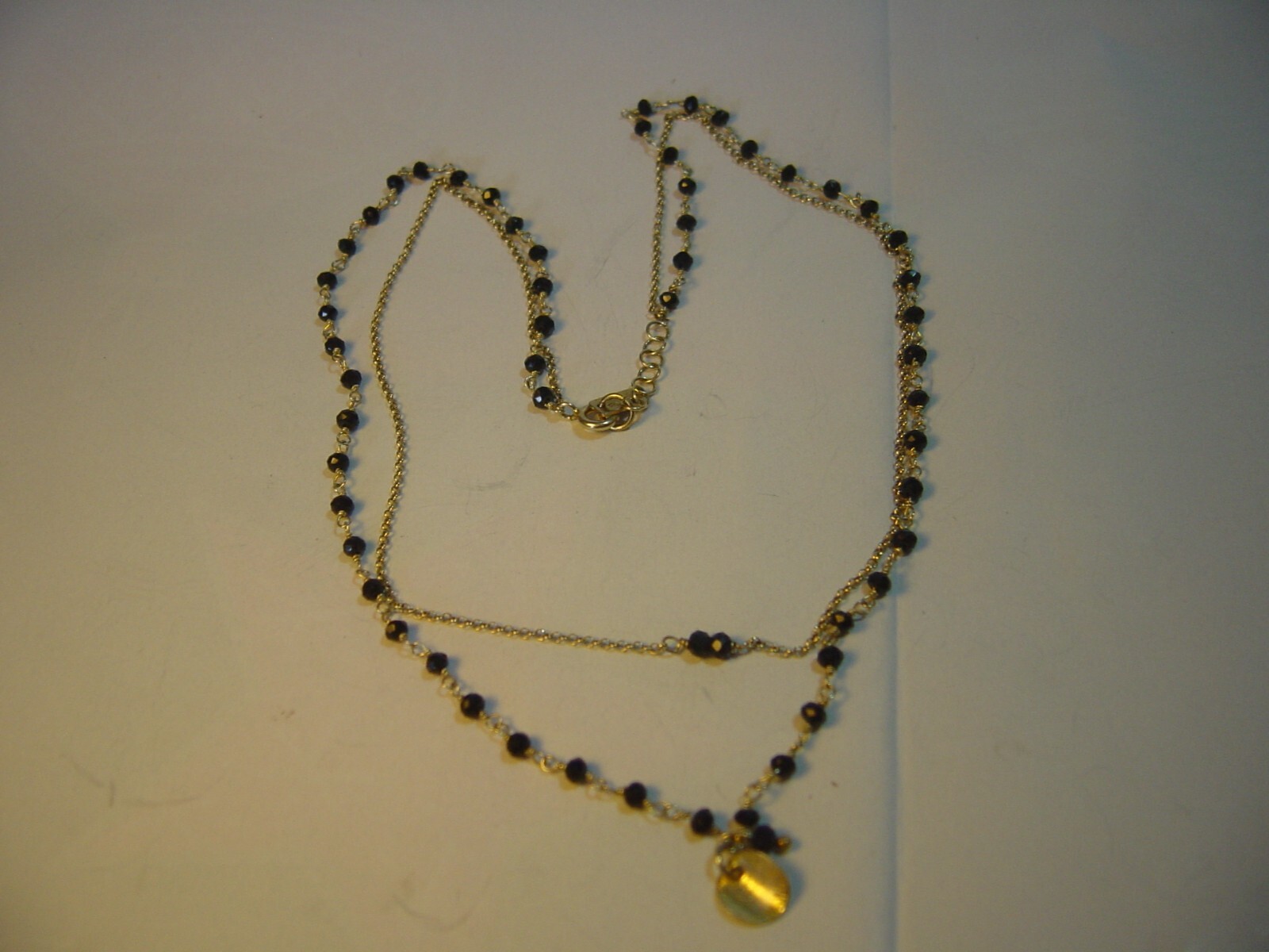 Superb Solid Silver & GP Necklace-14.5"Real Black… - image 10