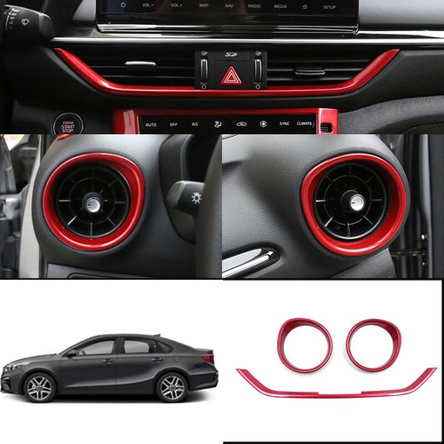 FOR KIA FORTE CERATO K3 2019 2020 RED CONSOLE AIR OUTLET VENT COVER TRIM 3PCS - Picture 1 of 5