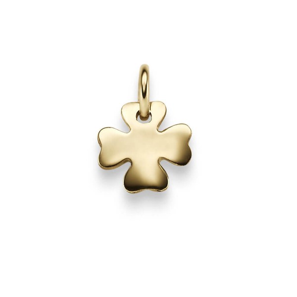 AnhäNger Blume Kleeblatt Aus 585 Gold Gelbgold GlüCkssymbol Flach GläNzend-image
