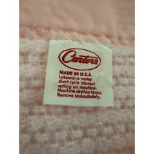 Vintage Carters Baby Blanket Pink Acrylic Nylon Satin Trim Waffle Weave Read
