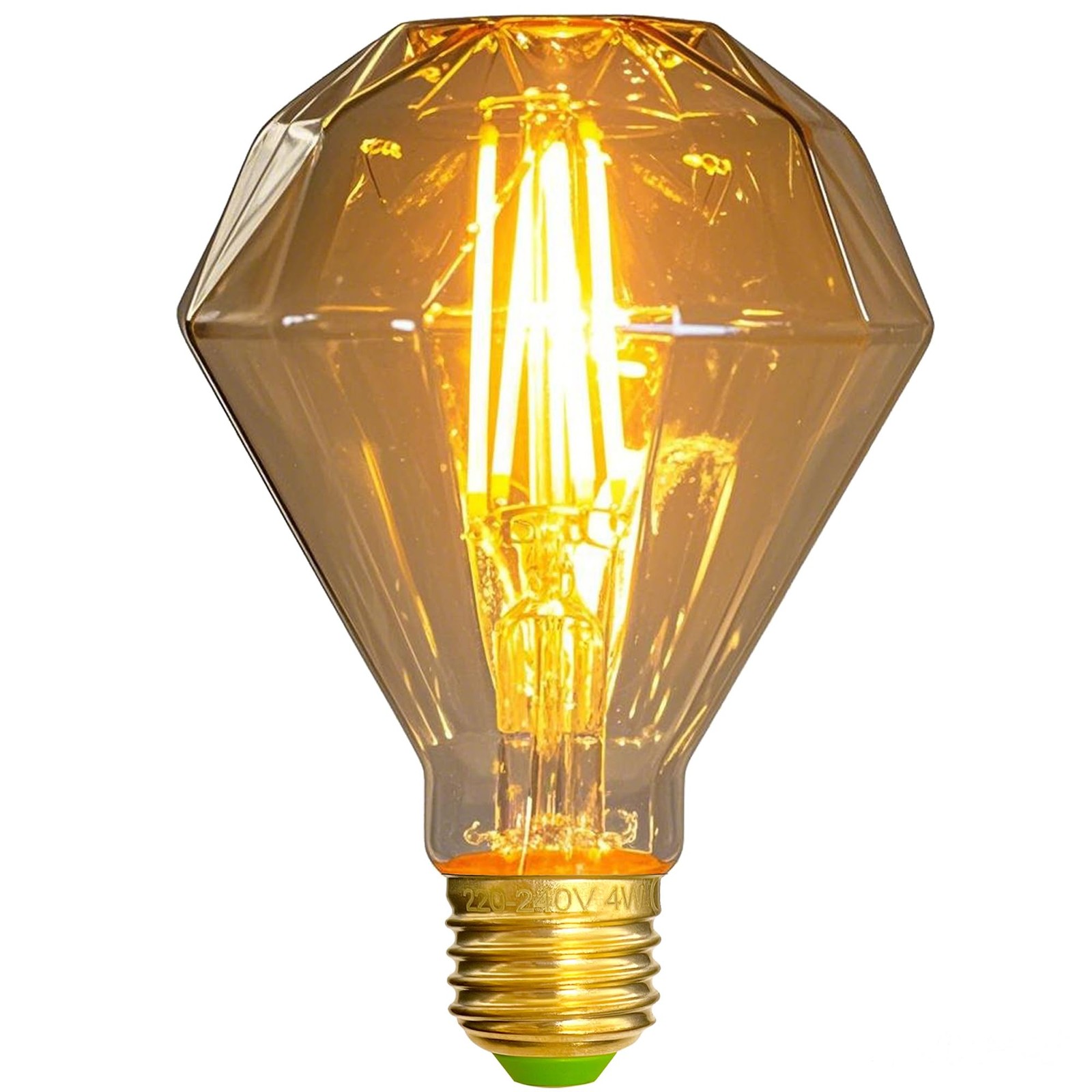 Ampoule LED diamant Edison G95 E27 en verre ambre pour suspension haut de gamme