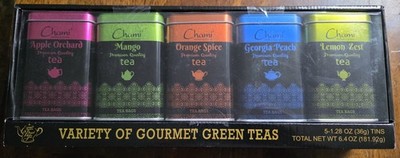 Ceylon Royal Tea Collection - Variety of Gourmet Green Teas, Five 1.28oz Tins
