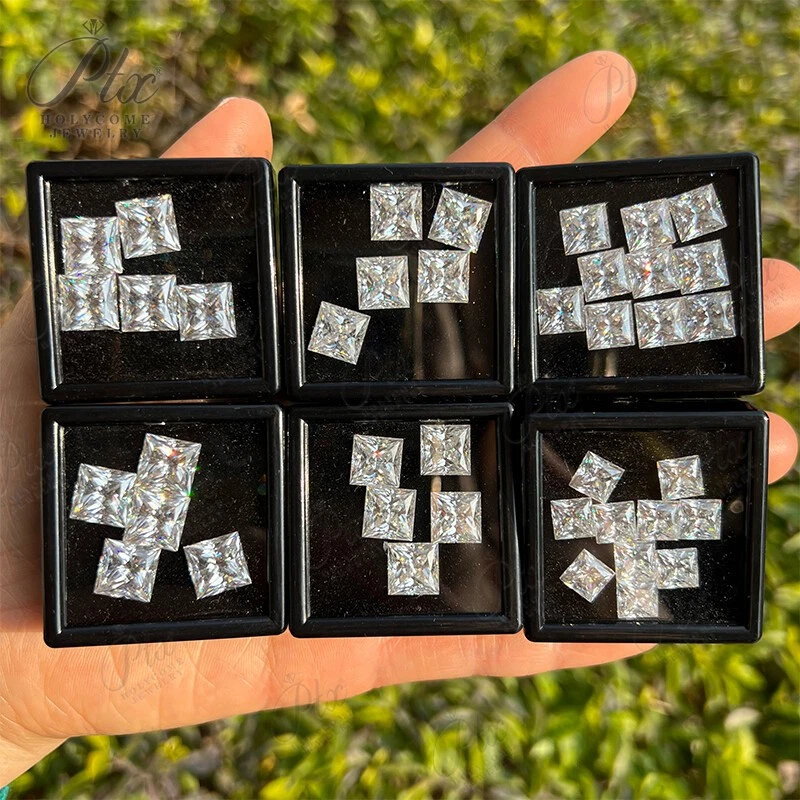 Loose Moissanite stone Real Gem Princess Cut 0.3ct-6ct ALL SIZES D Champagne VVS - Image 2 of 4