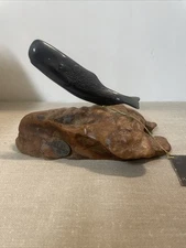 Vintage John Perry Black Sperm Whale Burl Wood Sculpture