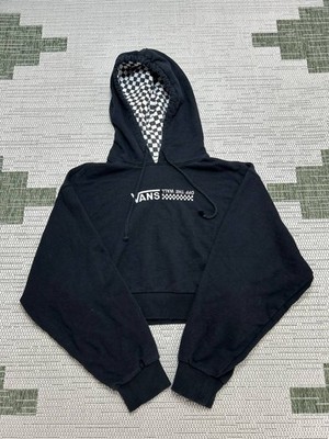Vans Hoodie Womens Xl Black Cotton Blend Cropped Fleece 