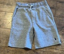 Polo Ralph Lauren Boys Shorts Size 8 Small Gray Fleece Sweat Drawstring Pony