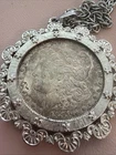 1891 Morgan Silver Dollar Coin Pendant Necklace Vintage Jewelry