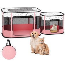DESELL Cat Playpen: 8-Rod Reinforced, Foldable for Kittens  Small Dogs, 32"x24"